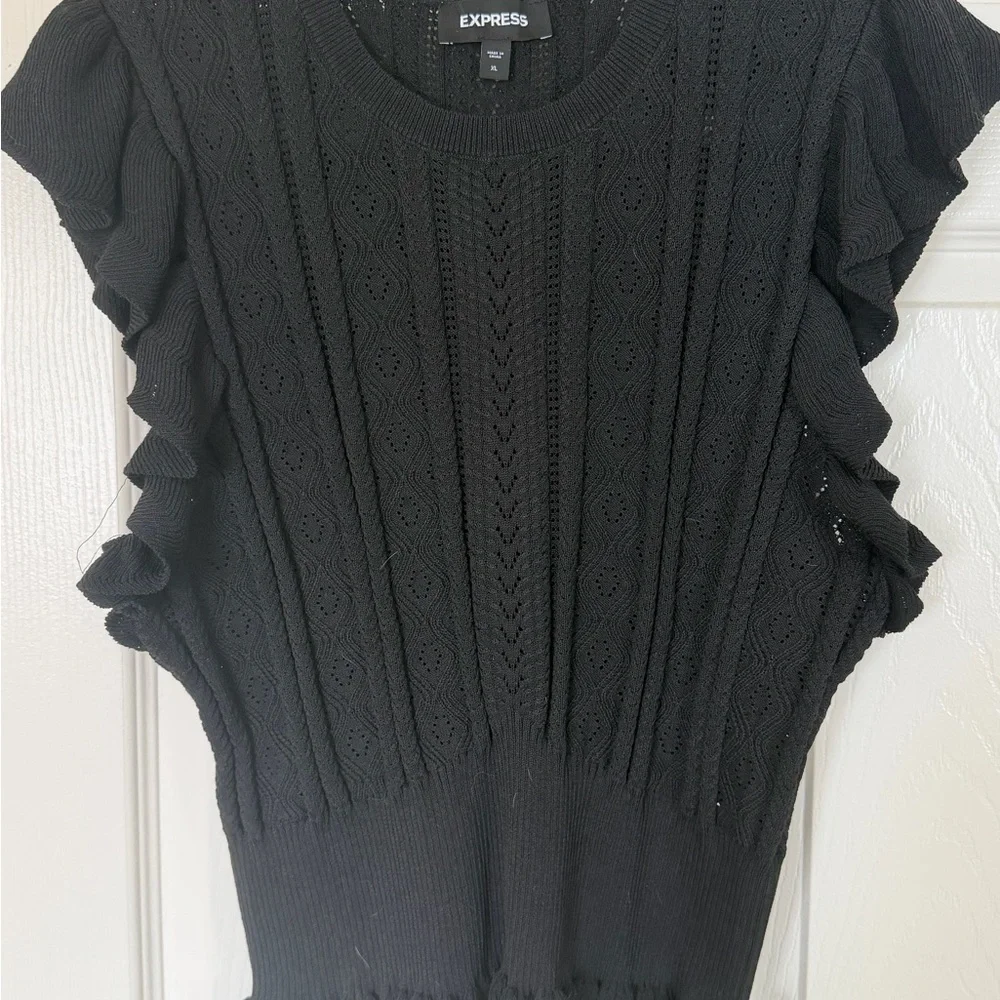 Express Black Ruffle Sweater - Picture 2 of 2